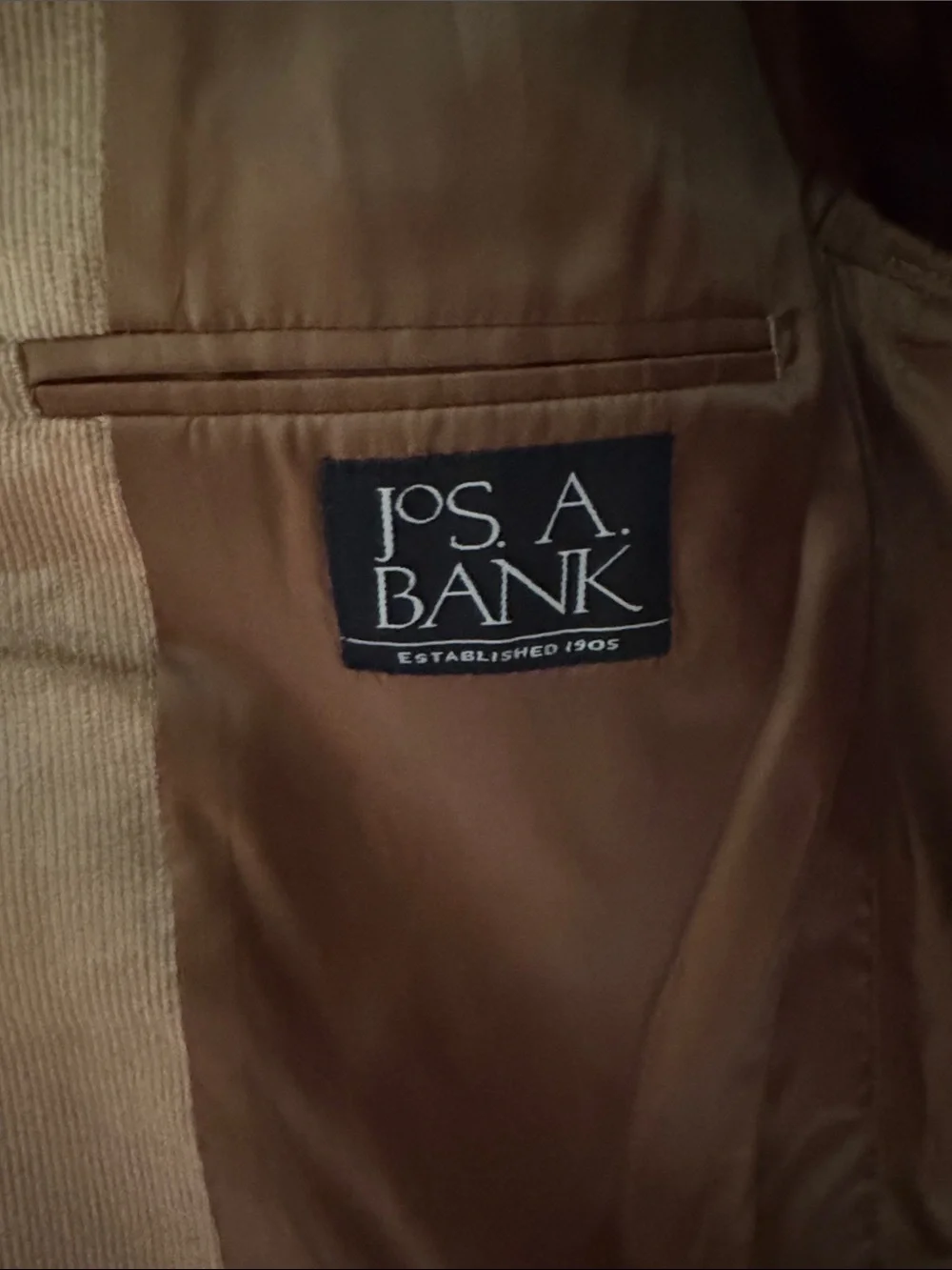 Jos. A. Bank Men's Tan Corduroy Blazer - Classic Single-Breast